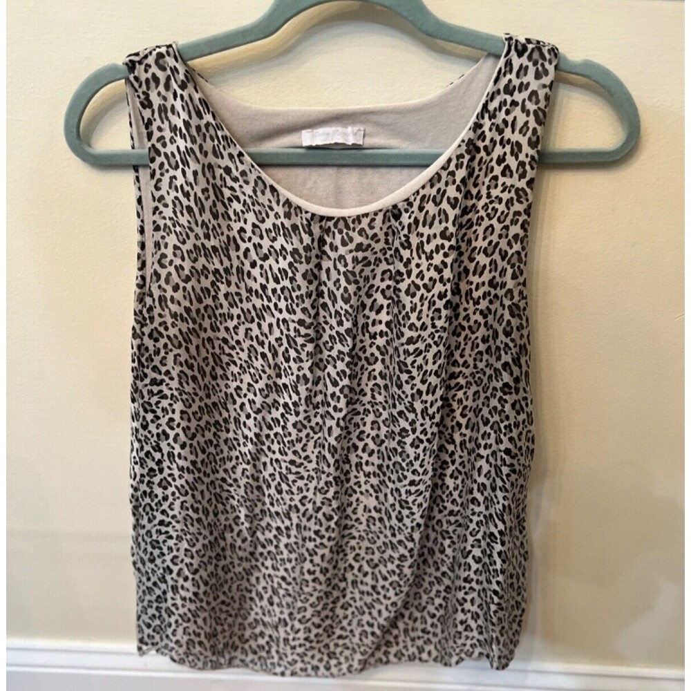 Dolce Ragazza Sleeveless Tank Top Leopard Print 80% Silk Made In Italy Sz Small